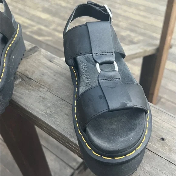 Dr. Martens Platform Sandals Francis Leather Strap Retro Women's 7. B & W - Picture 4 of 10